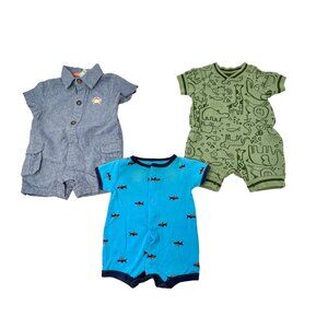 Baby Boy's - Three 1‎ Piece Outfits  in Blues & Green -  Size Newborn